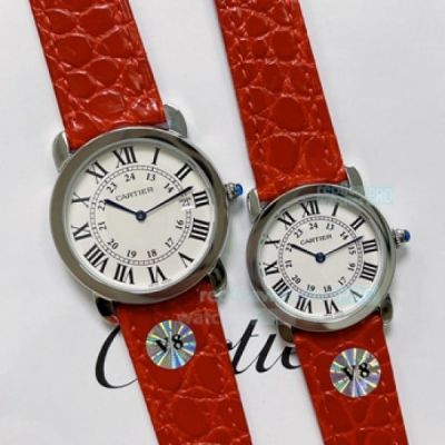 Replica RONDE SOLO DE CARTIER Lover Watch Italian Leather Strap 36mm 